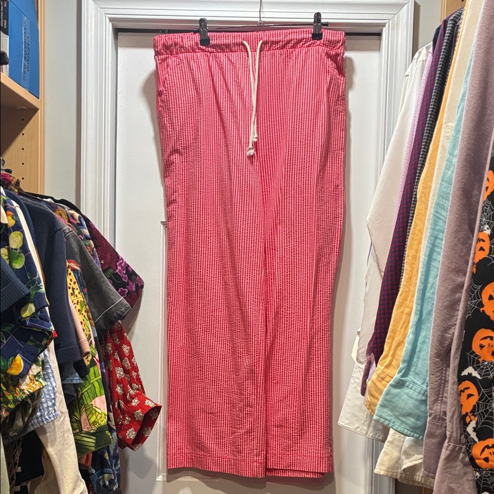 Womens J. Crew Pink Seersucker Drawstring Pants